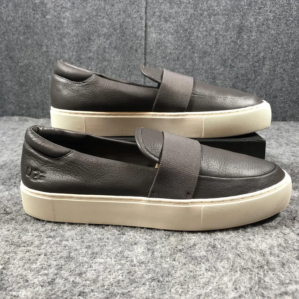 UGG Shoes Womens 12 Gray Leather Slip‎ On Low Top Sneakers Casual 1112415